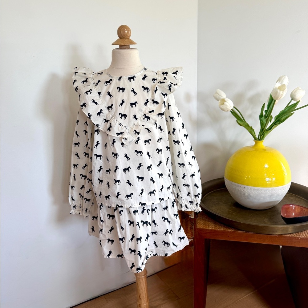 Charming Crewcuts cotton skirt and top with Horse Print